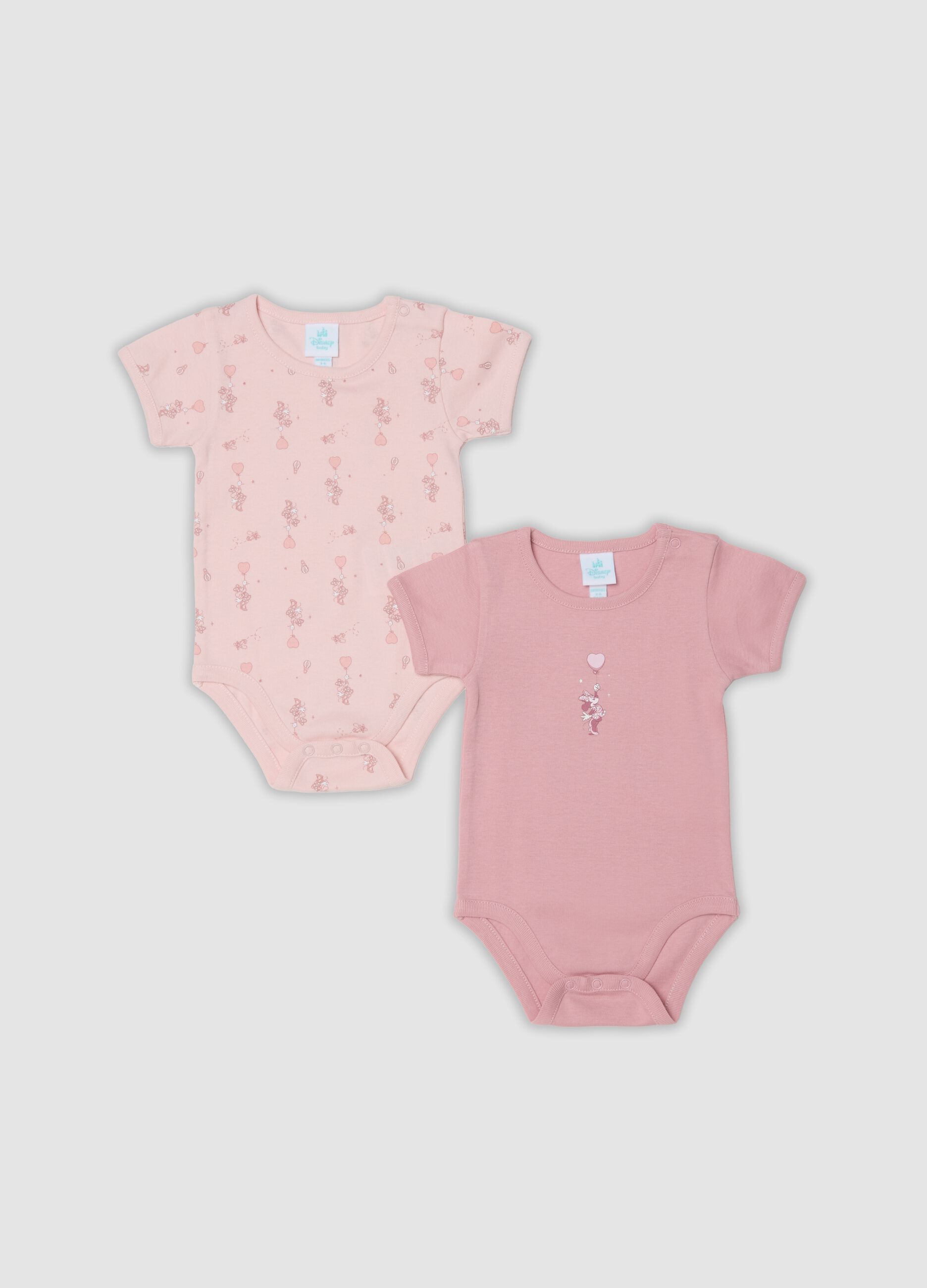 Bipack body rosa in puro cotone organico con stampa Minnie per neonata