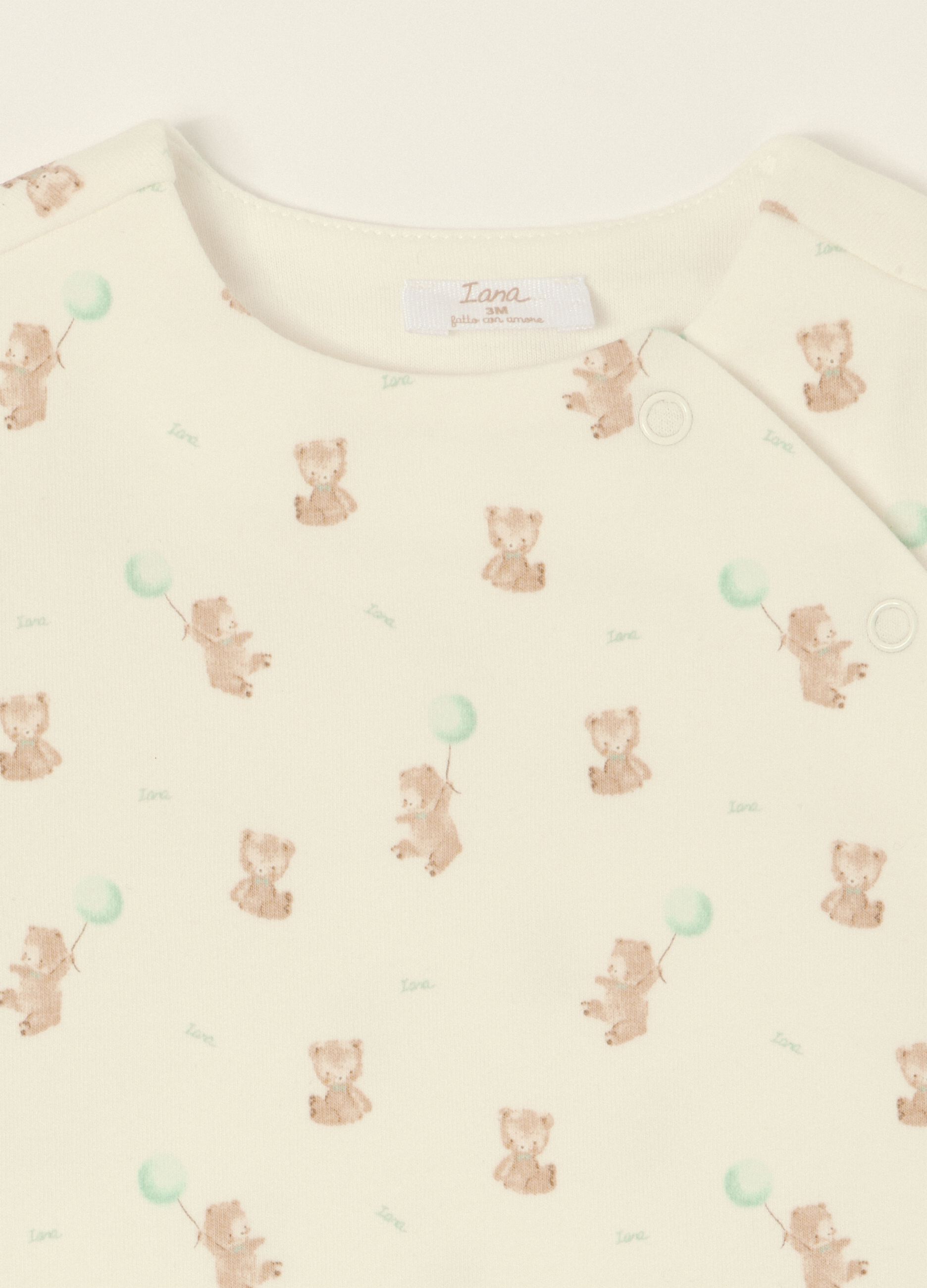 Multicolour baby set with teddy bear in stretch cotton