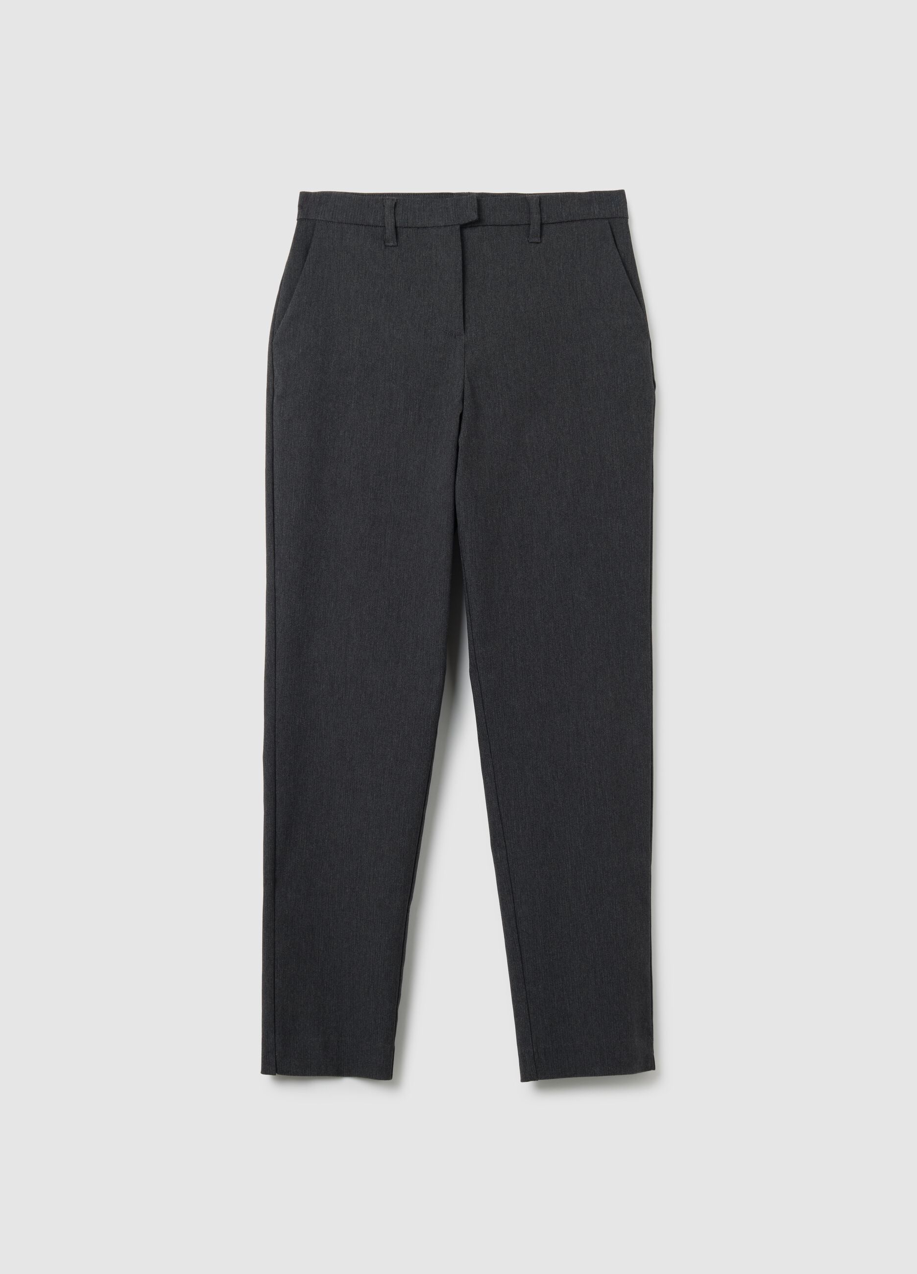 Grey viscose blend slim fit trousers