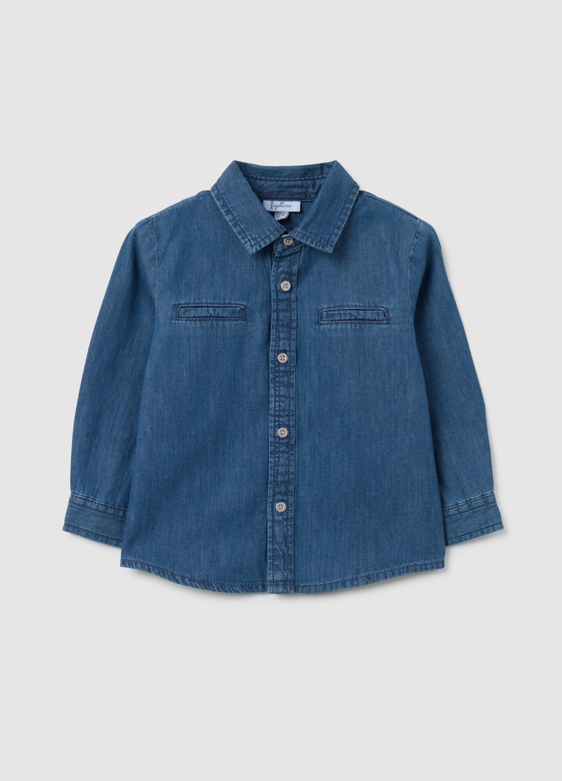 Children's denim shirt in pure cotton, regular fit