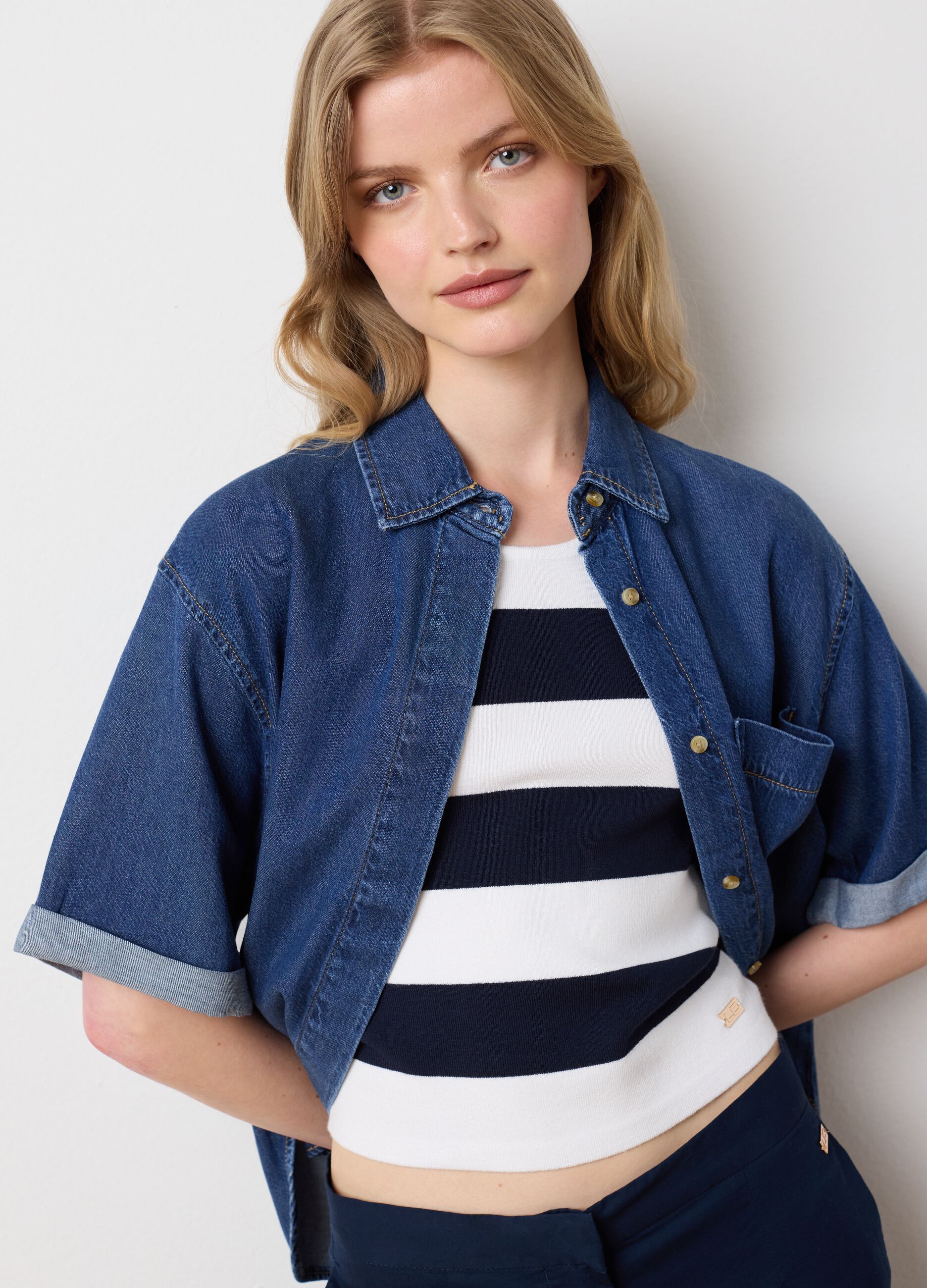Women's Oversized Blue Denim Shirt