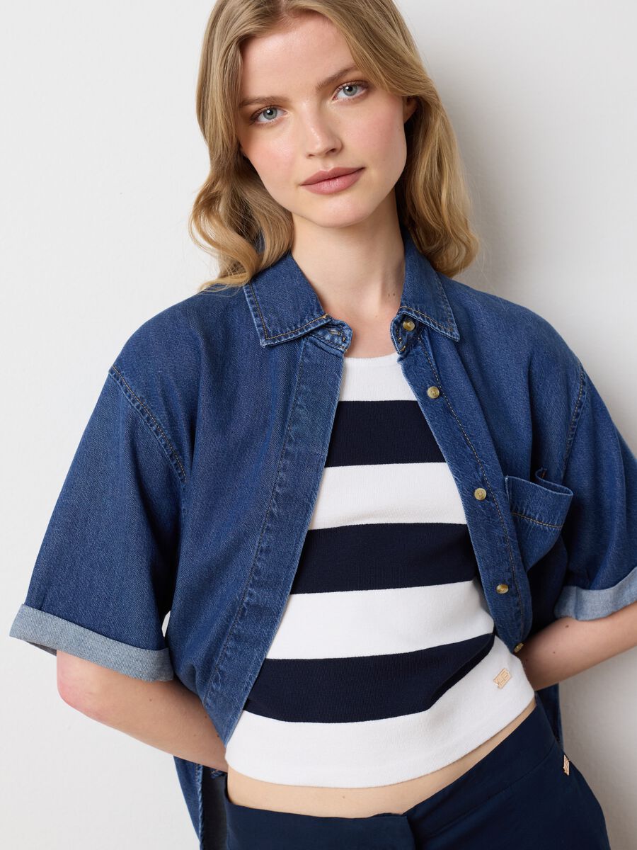 Women's Oversized Blue Denim Shirt_0