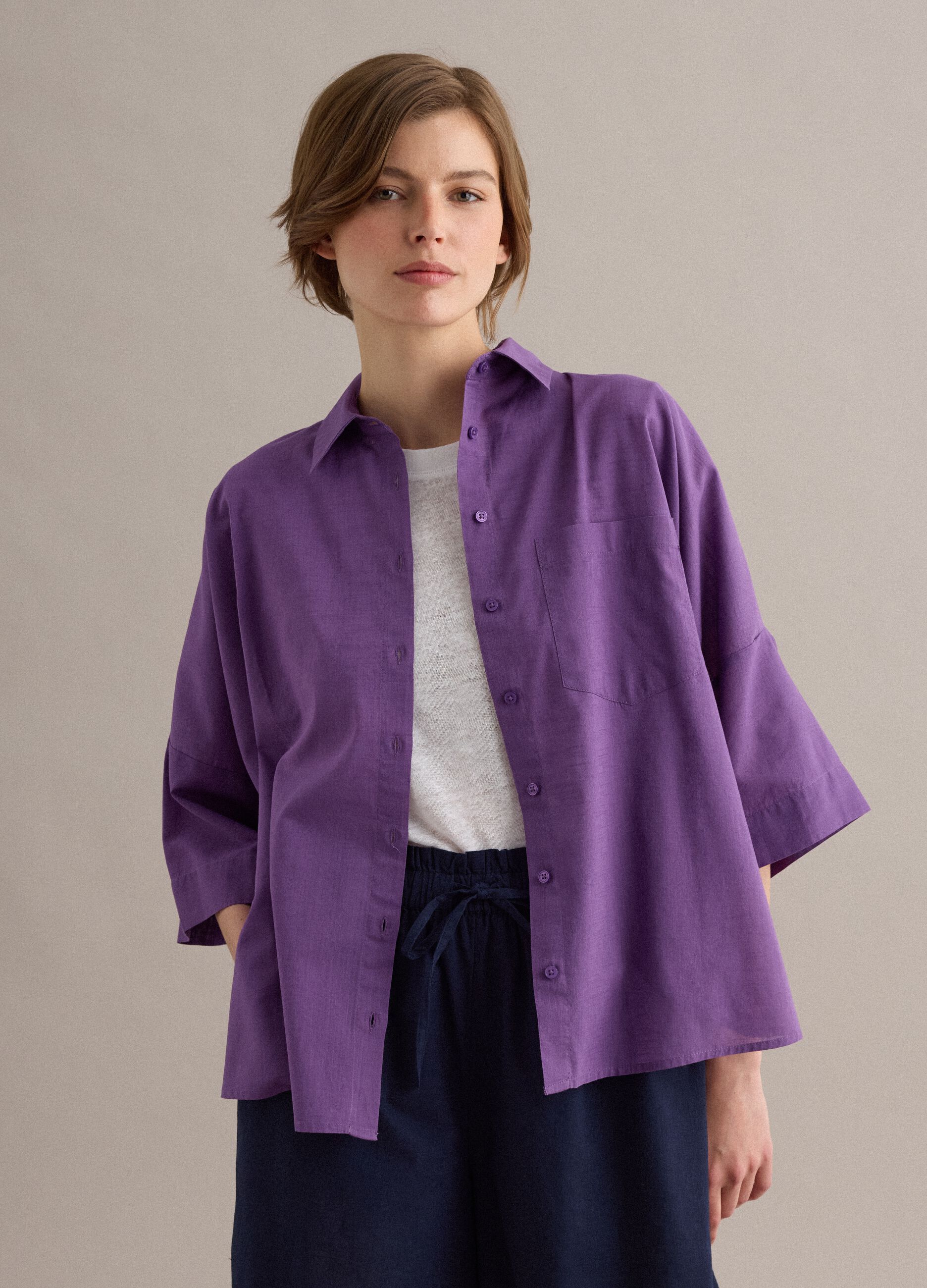 Purple pure cotton oversized shirt