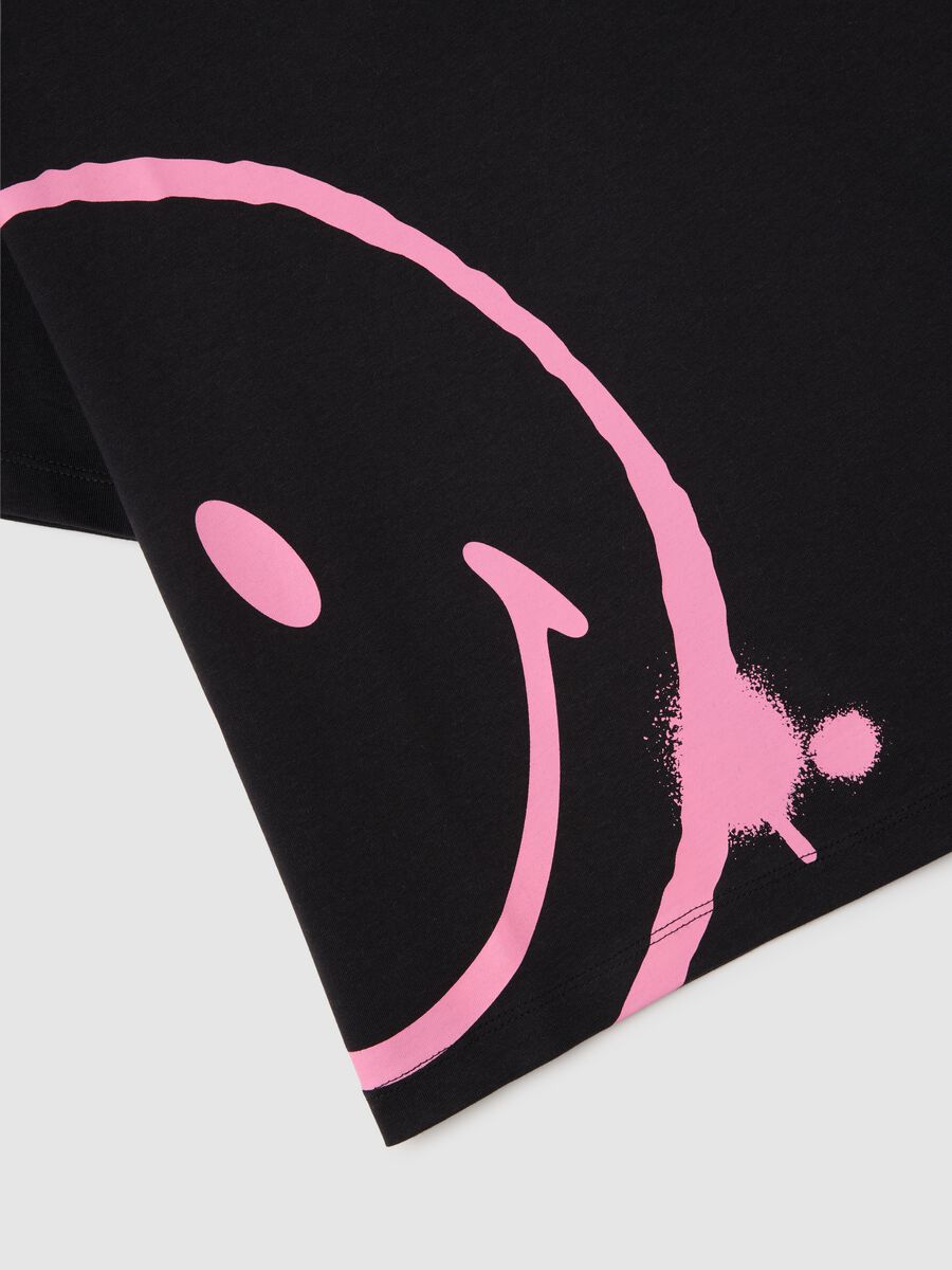 Black T-shirt with pink smile in OVS cotton_5