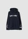 Felpa nera in misto cotone con cappuccio e stampa regular fit_0