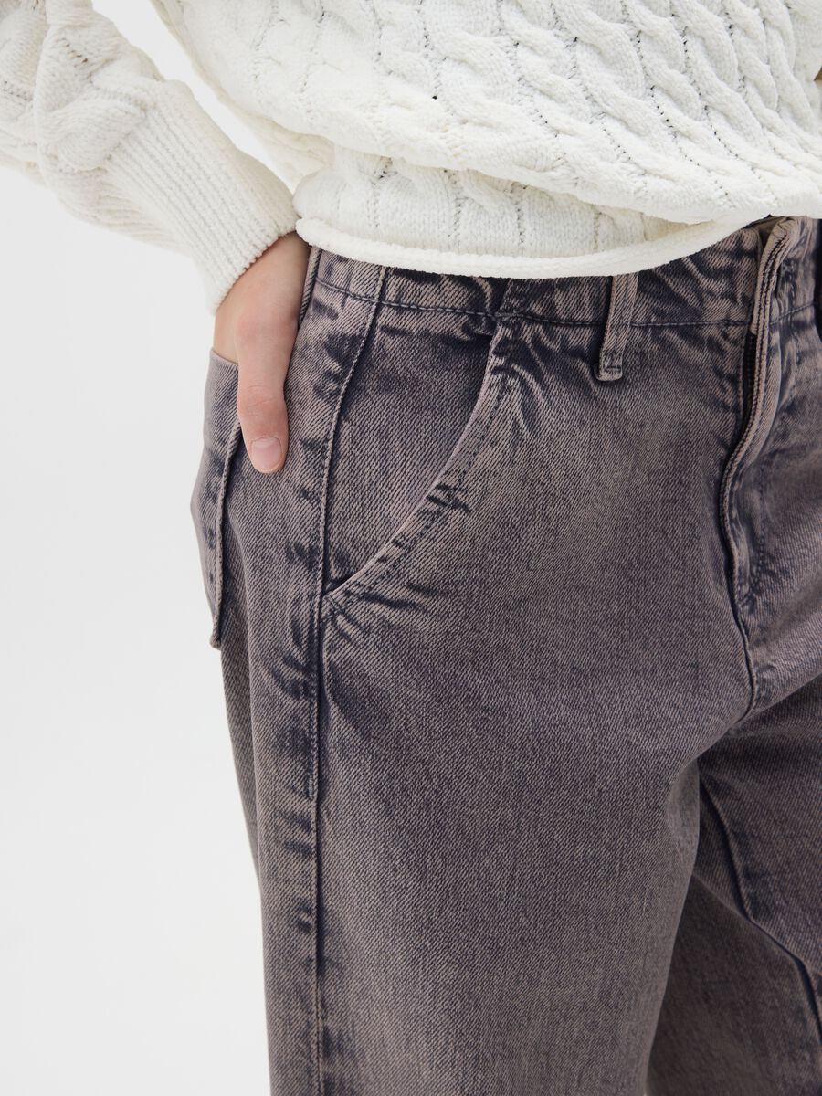 Grey Denim Wide Leg Girls' Trousers_2