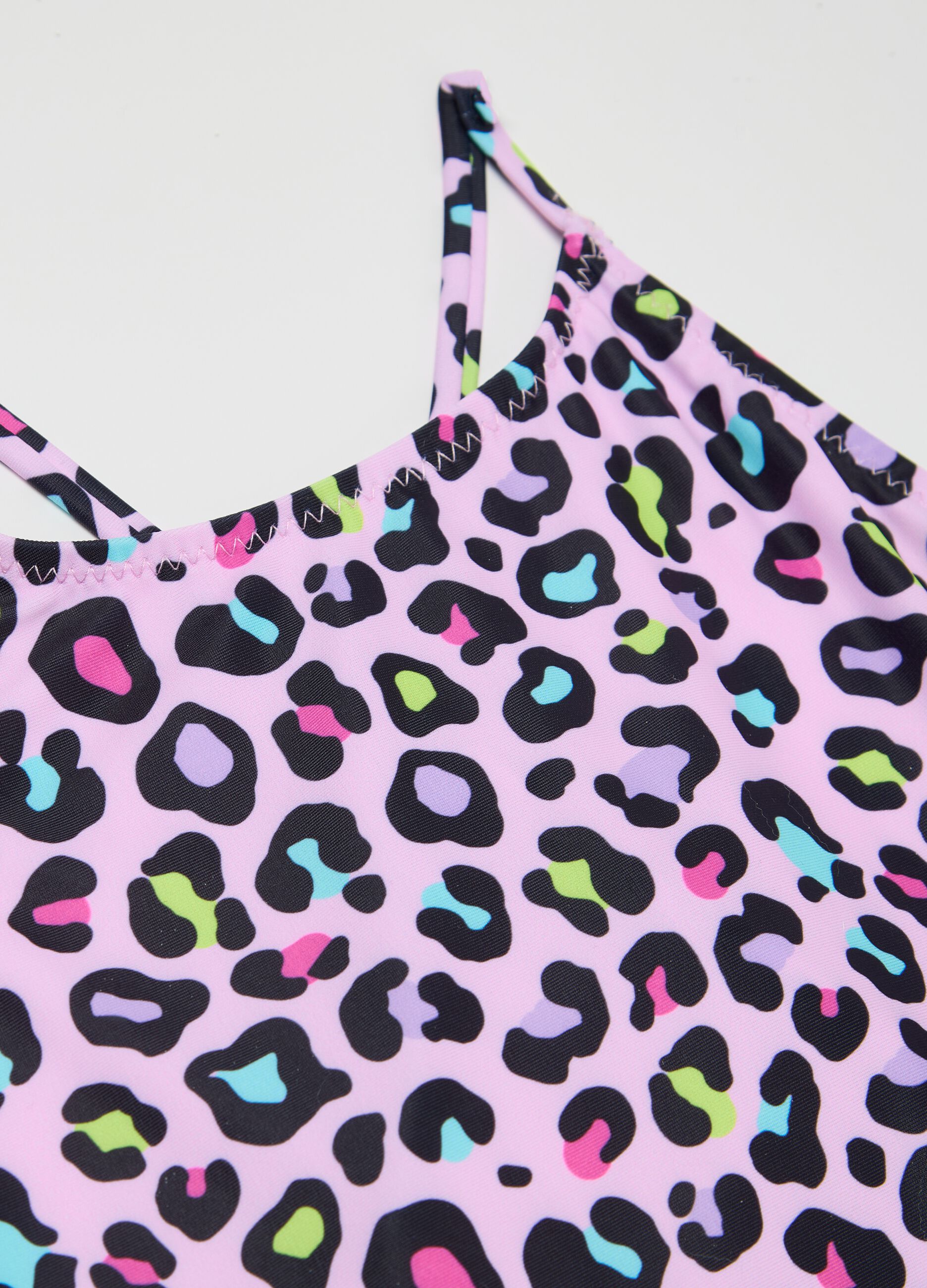 Costume da bagno da bambina in tessuto elasticizzato multicolor