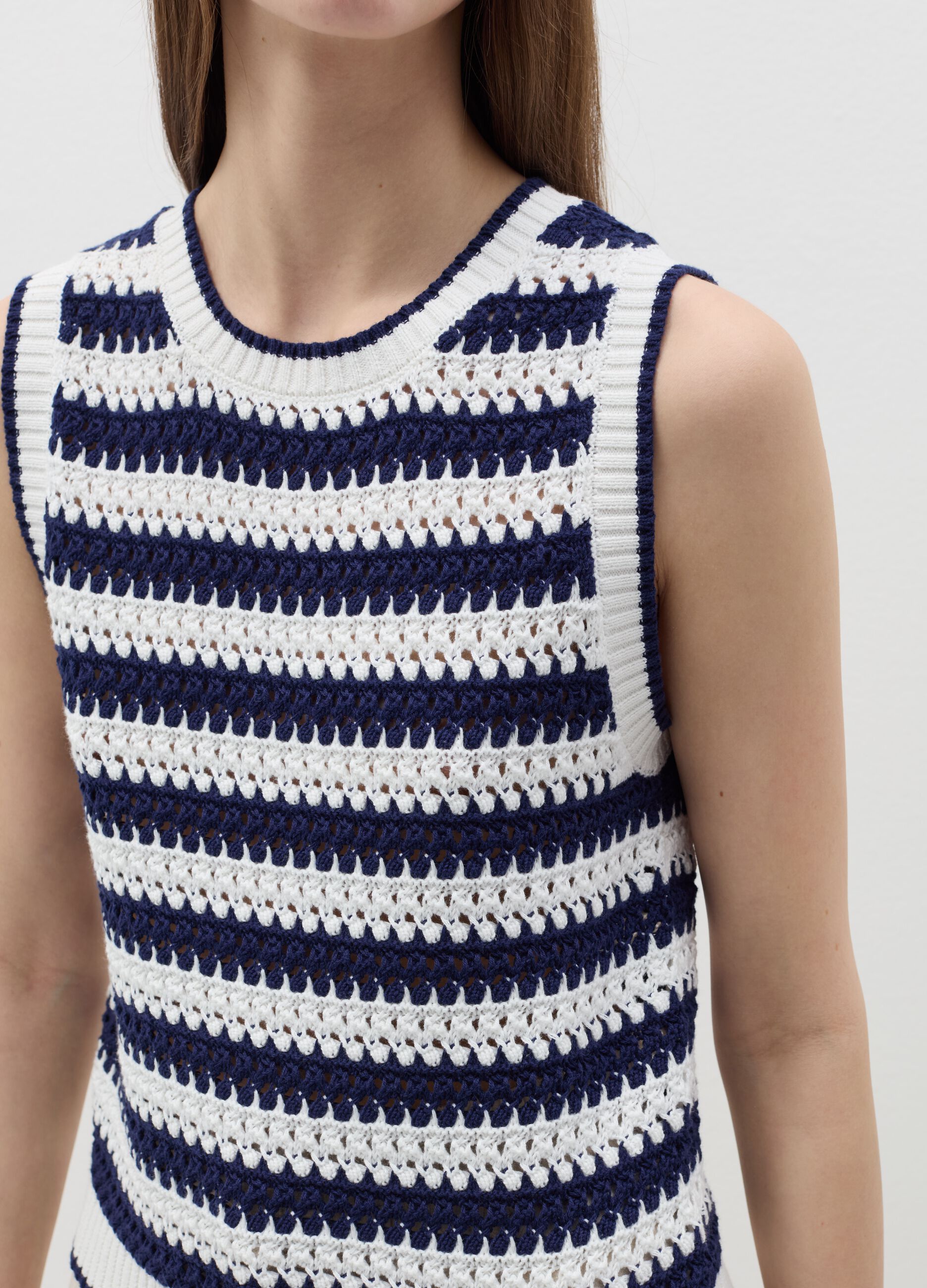 Striped crochet tank top