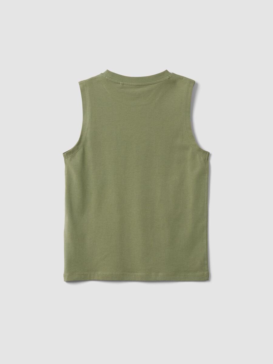Green pure cotton oversized vest top_1