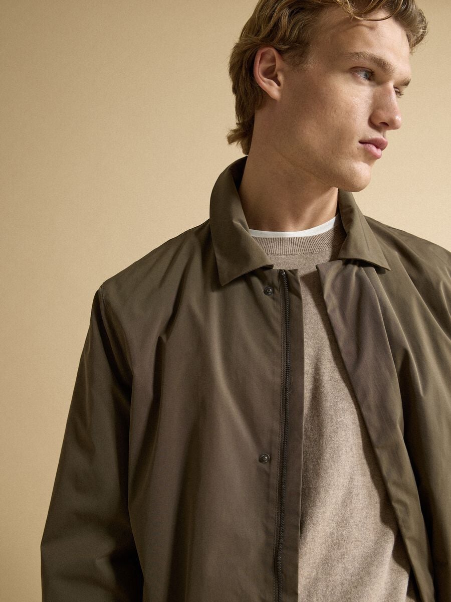 Long brown regular-fit raincoat_0