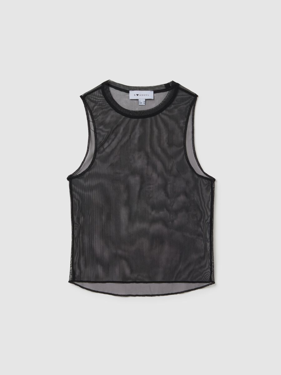 Fishnet mesh tank top with diamantés_0