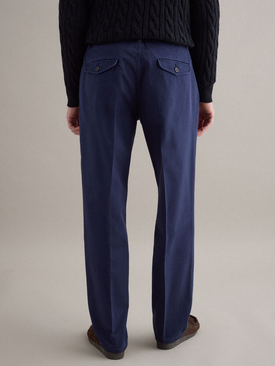 Regular fit blue pure cotton chino trousers_2