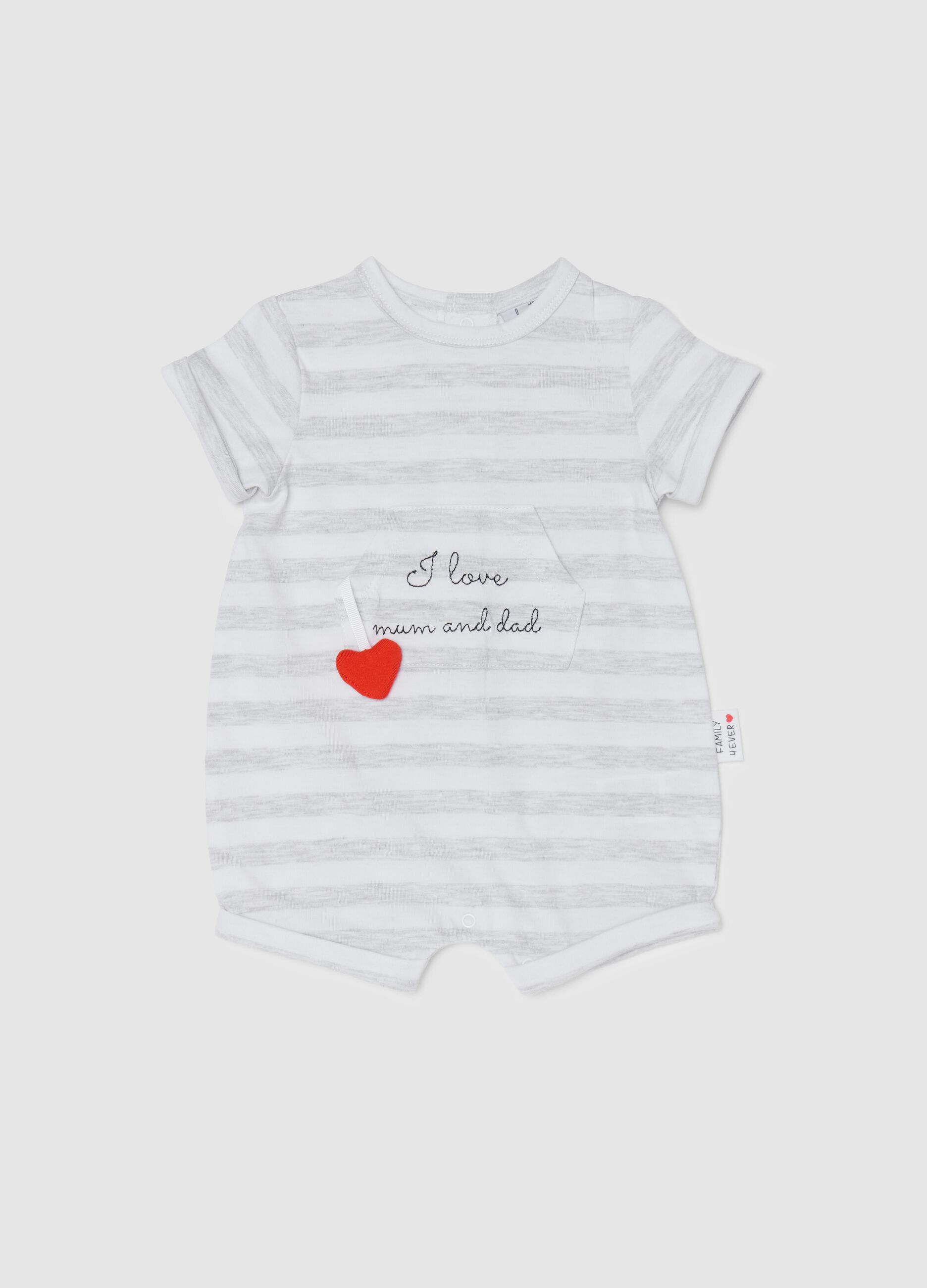 Pagliaccetto in cotone a righe I Love Mum & Dad