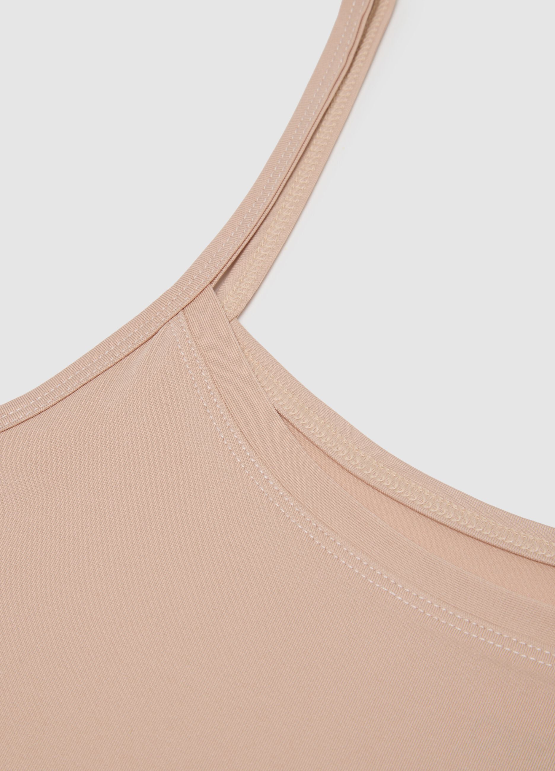 Beige stretch fabric top regular fit