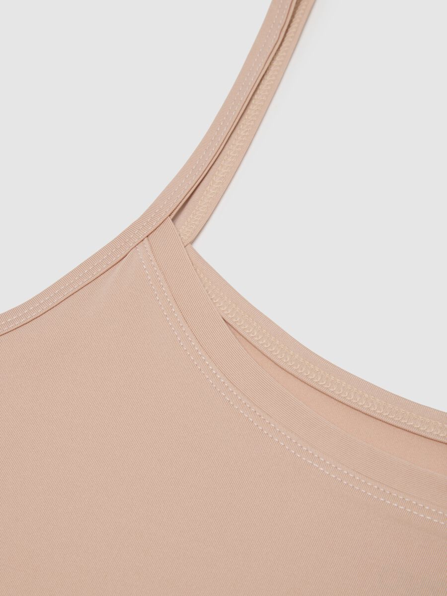 Beige stretch fabric top regular fit_1