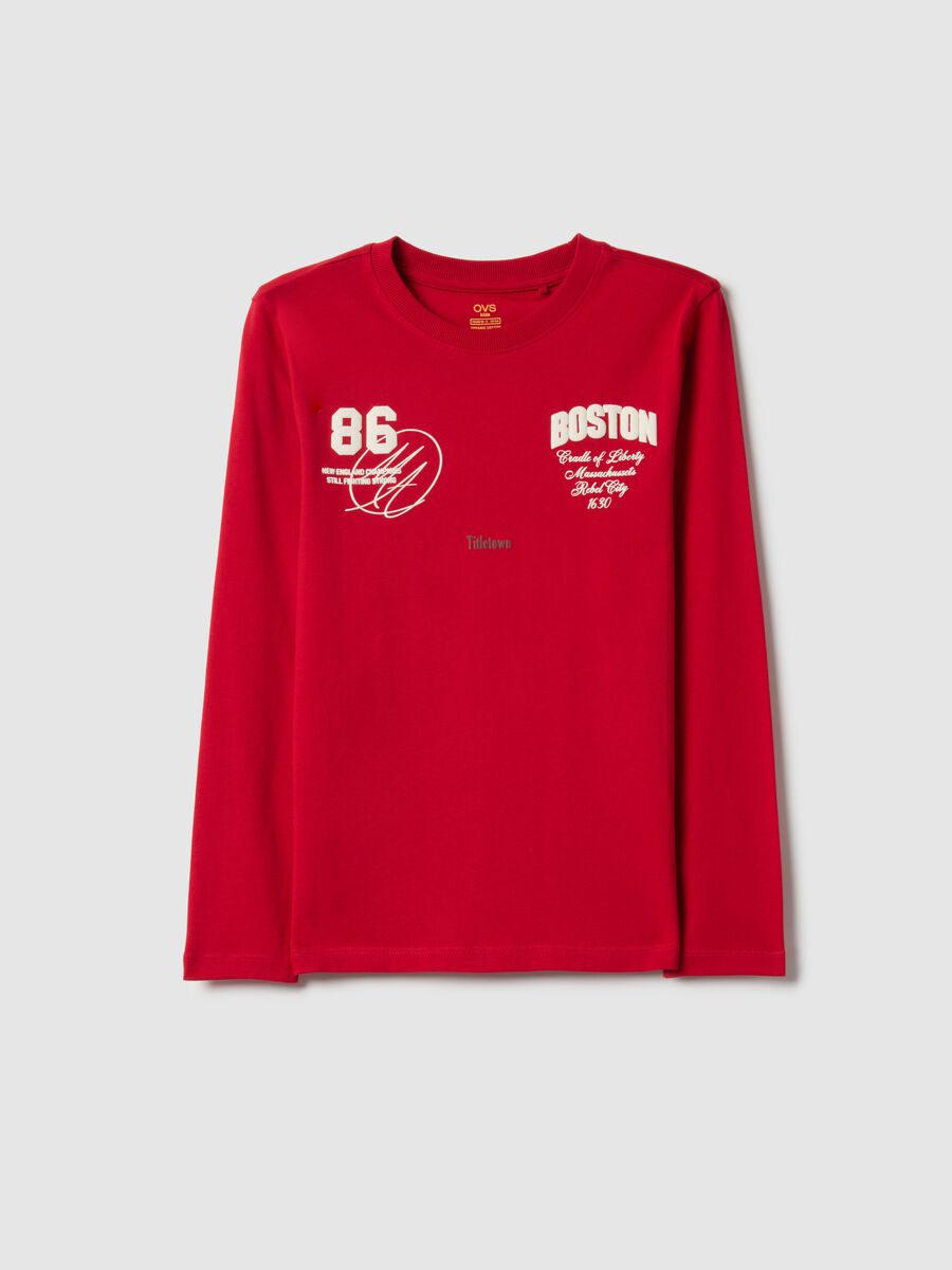 T-shirt in puro cotone rossa regular fit per ragazzi_3