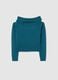 Regular fit girls' blue shawl collar sweater_4