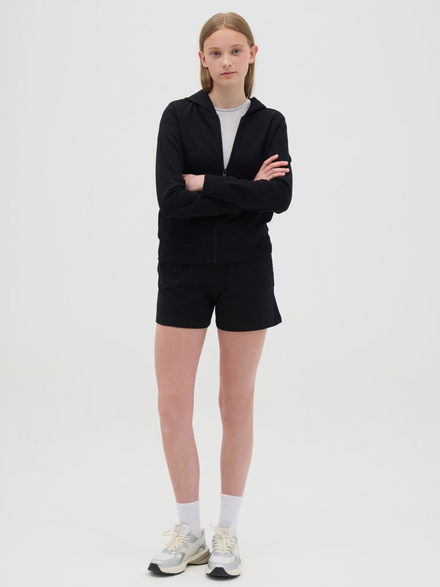 Short da ragazza in puro cotone nero regular fit_0