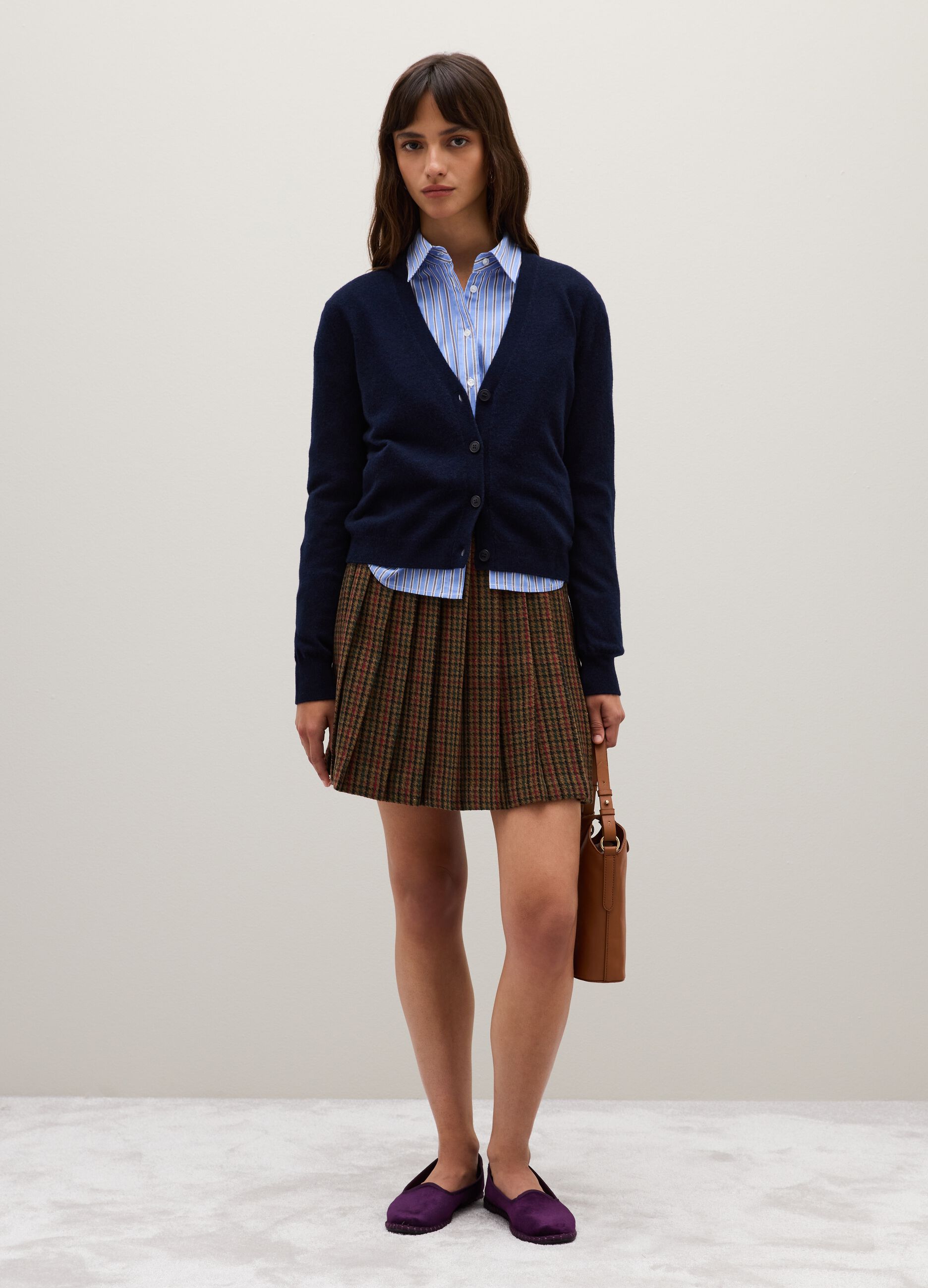 Blue Pure Wool Cardigan Regular Fit