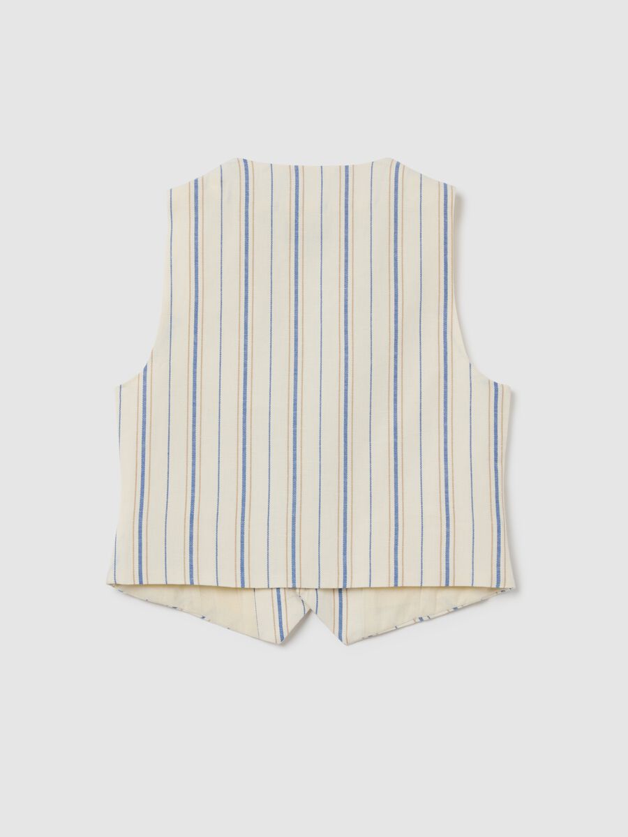 Beige and Blue Striped Waistcoat OVS Kids_1