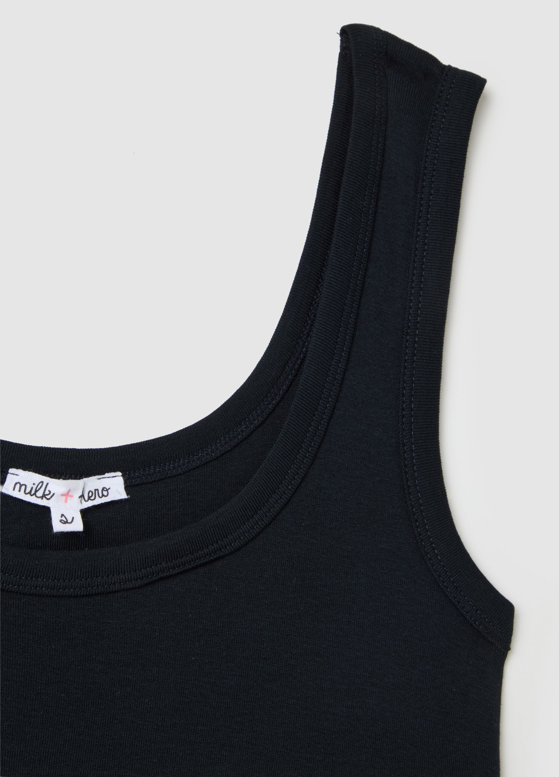 Women's short dress in pure black cotton, regular fit