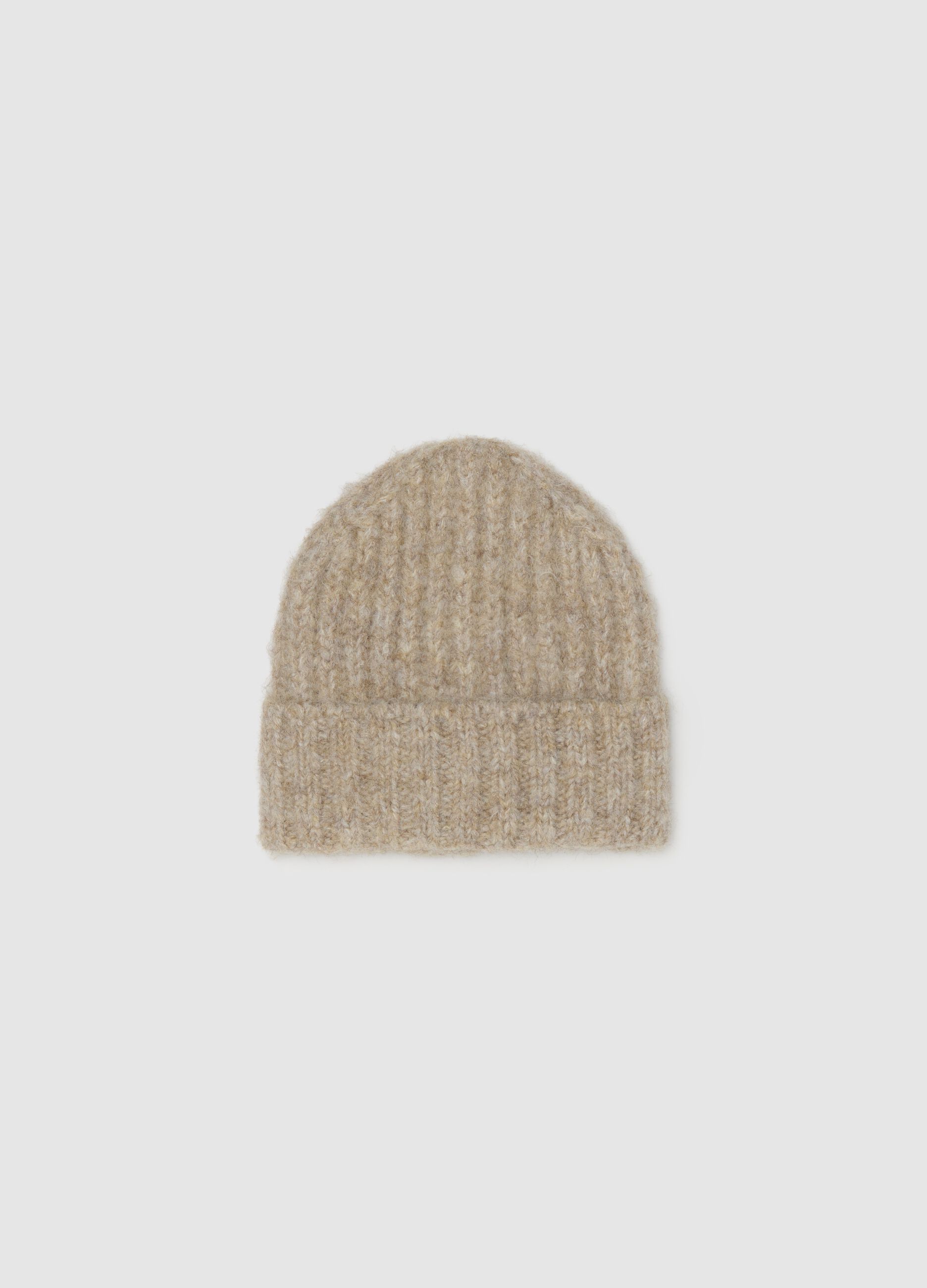 Beige knit jersey beanie