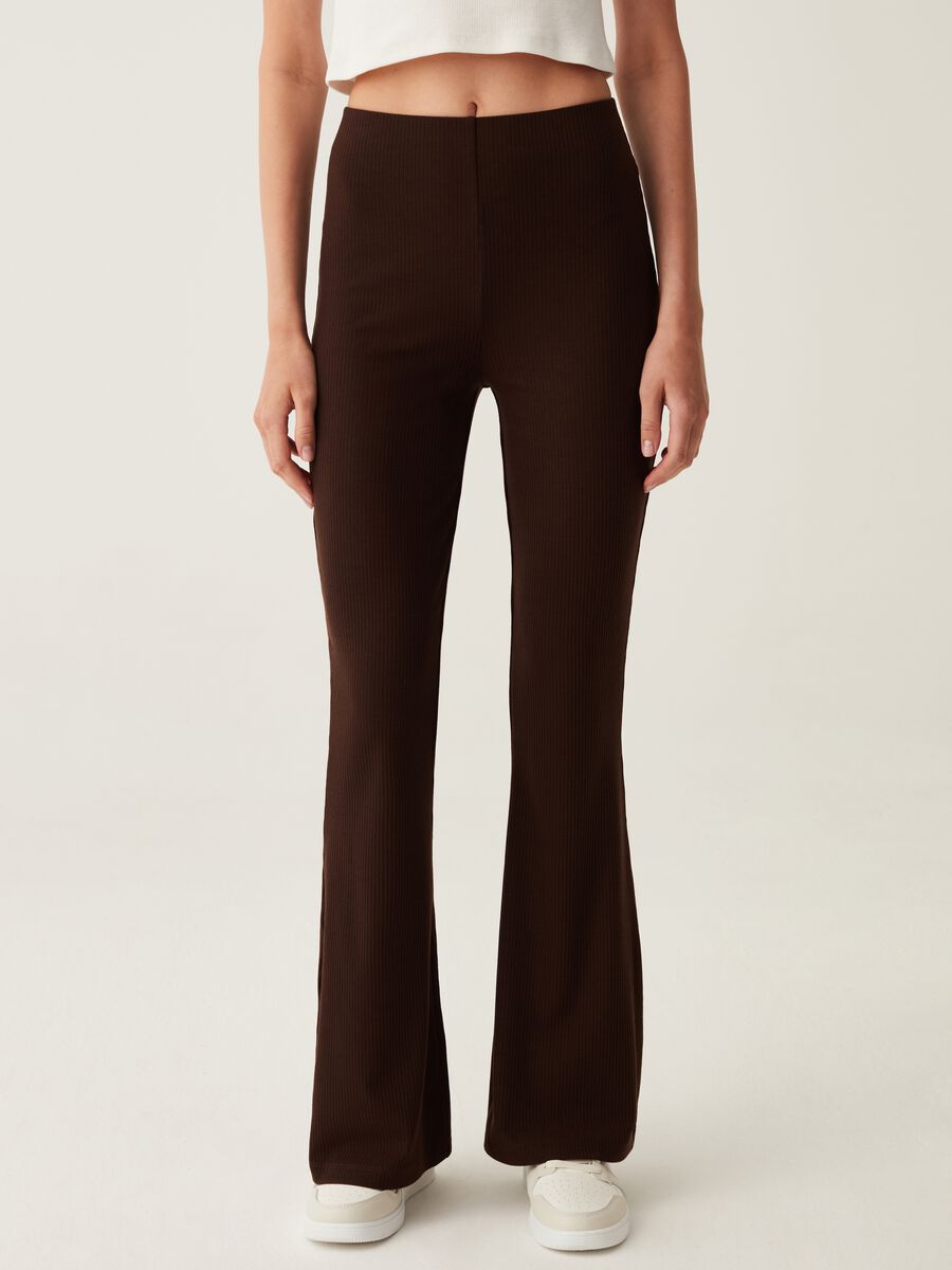 Pantalone flare fit a coste piatte_1