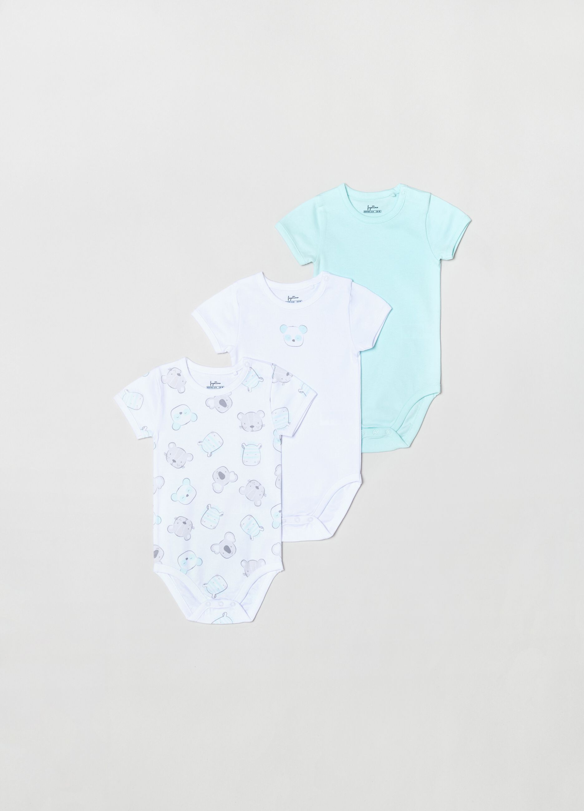Tripack body in cotone con stampa