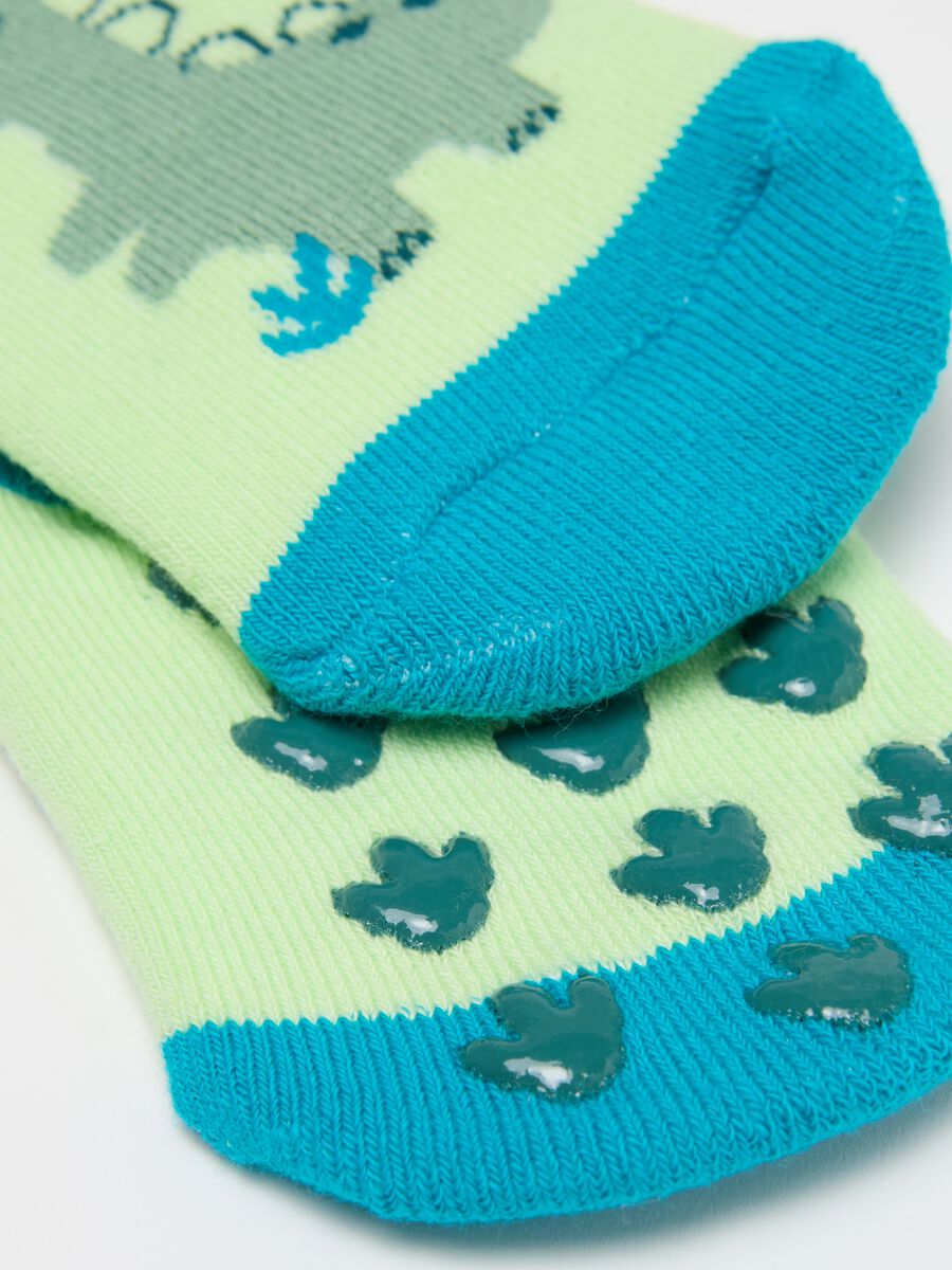 Two-pair pack slipper socks with dinosaurs design_2