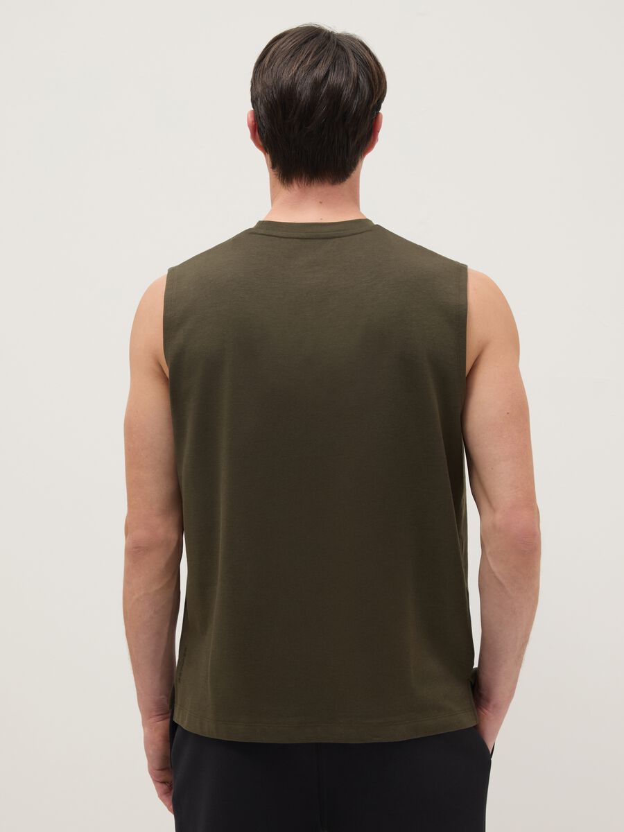 Green regular fit cotton blend vest_2