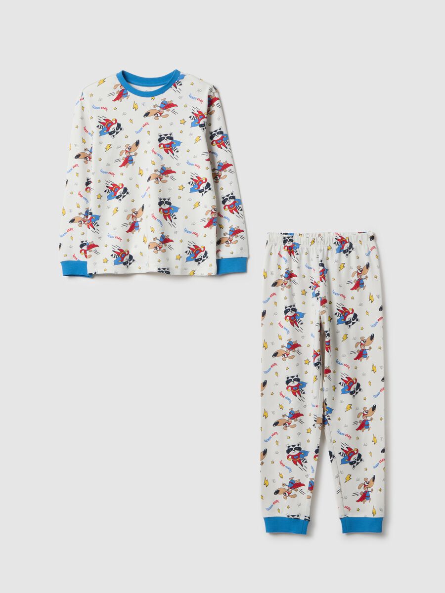Kids' multicolour pure cotton regular fit pyjamas with print_0
