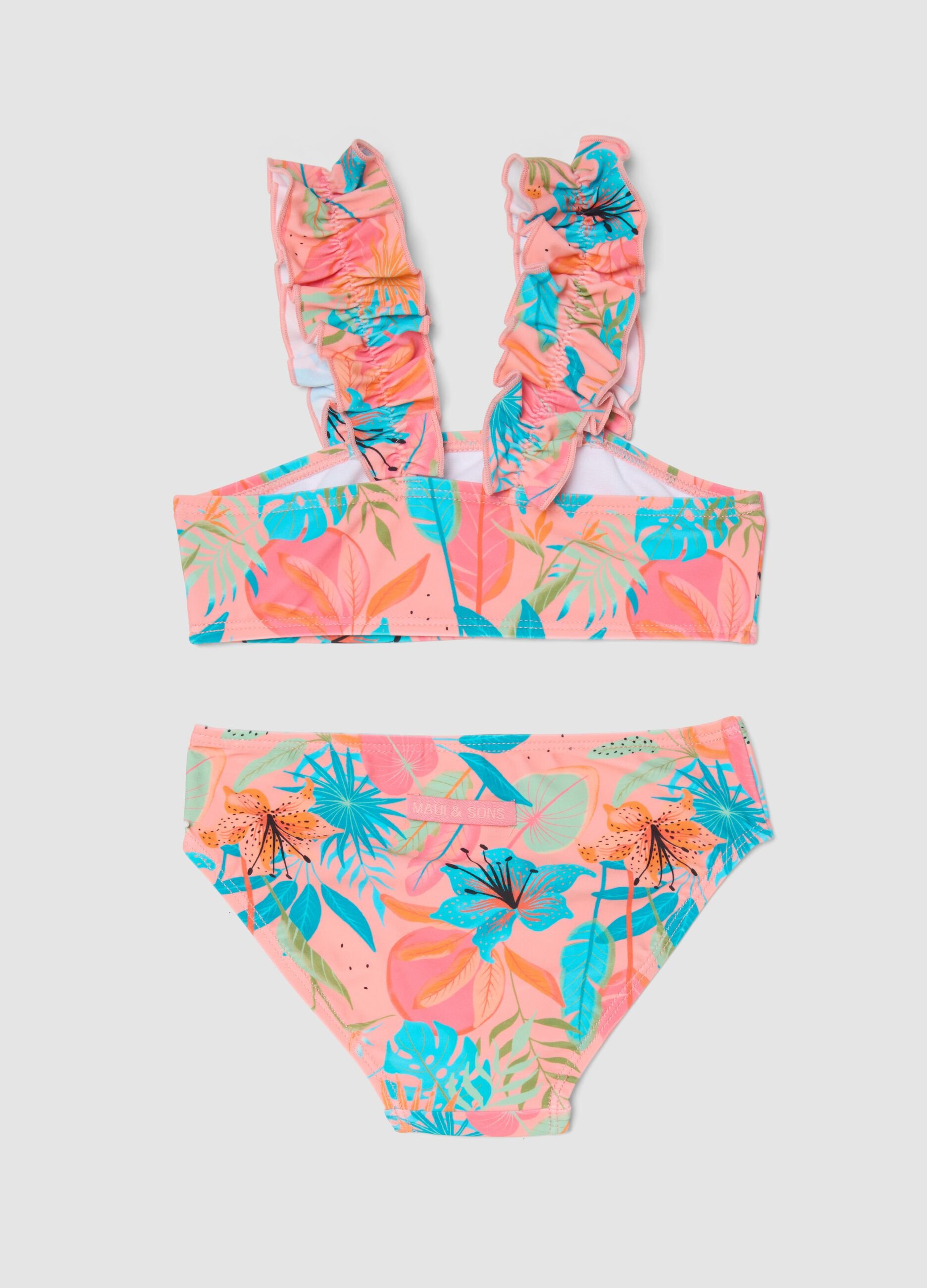Girls&rsquo; pink bikini with ruffles