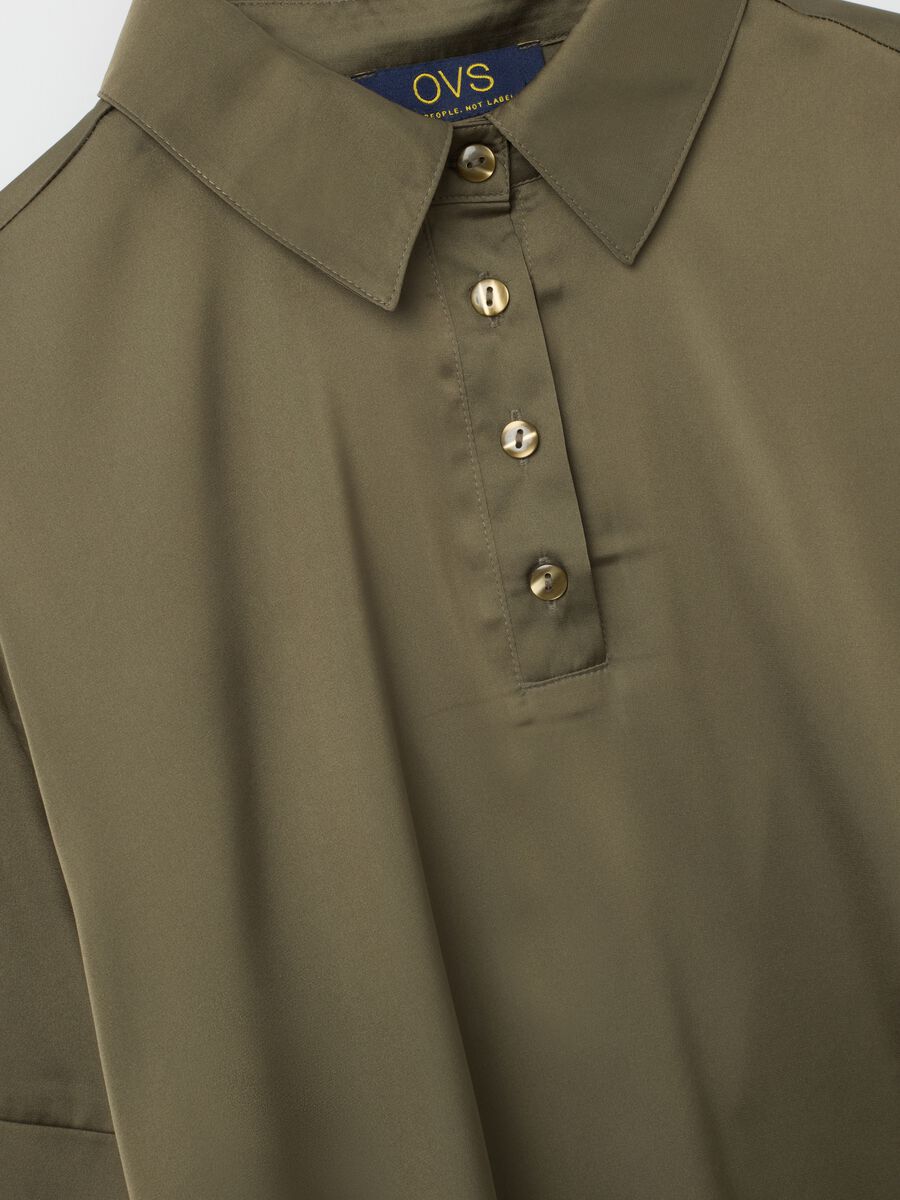 Camicia in satin marrone regular fit_5