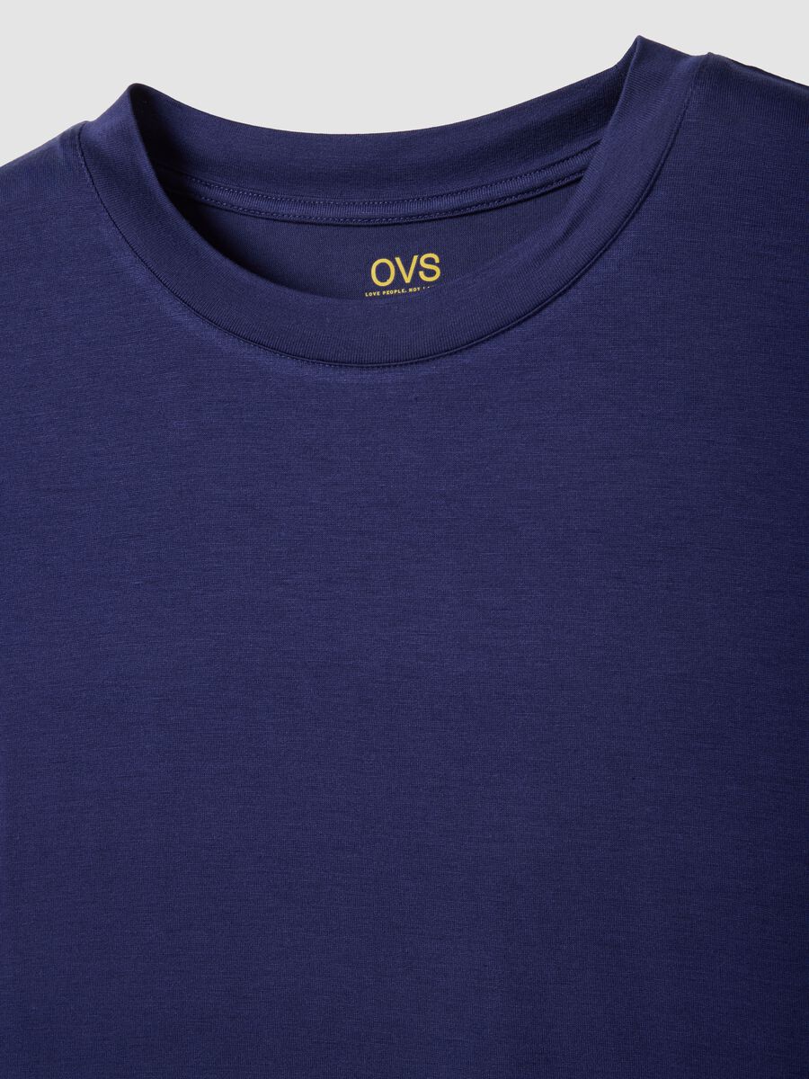 Blue short-sleeve stretch viscose T-shirt_5