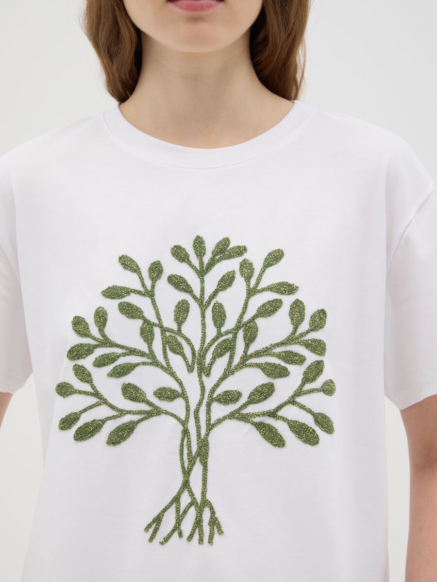 Women's multicolour regular fit cotton T-shirt with embroidered logo_3