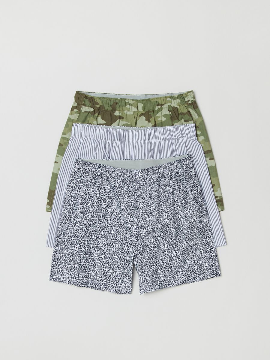 Three-pair pack boxers in cotton canvas_0
