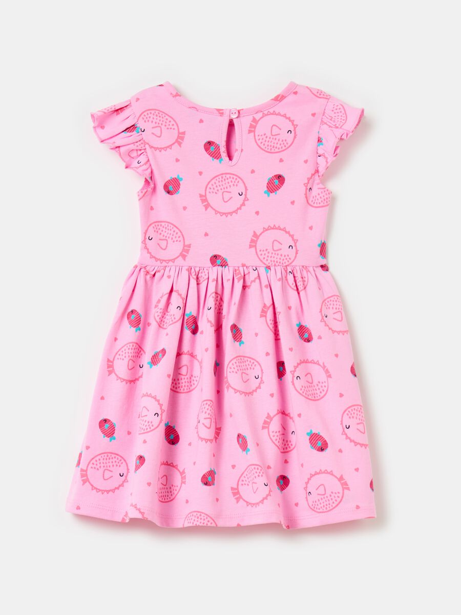 100% cotton jersey dress with small fish print_1