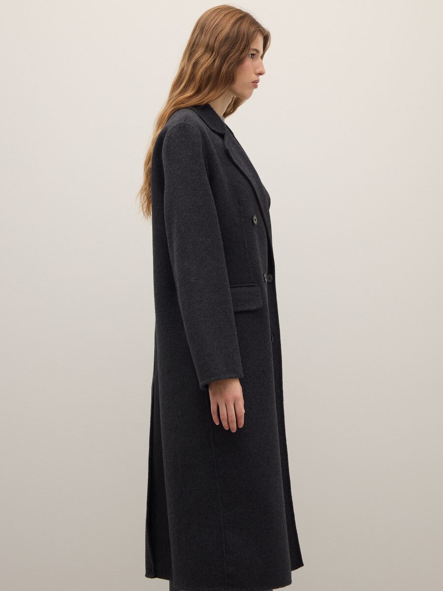 Long black wool blend coat_0