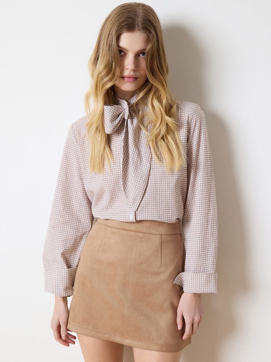 Beige suede miniskirt_2
