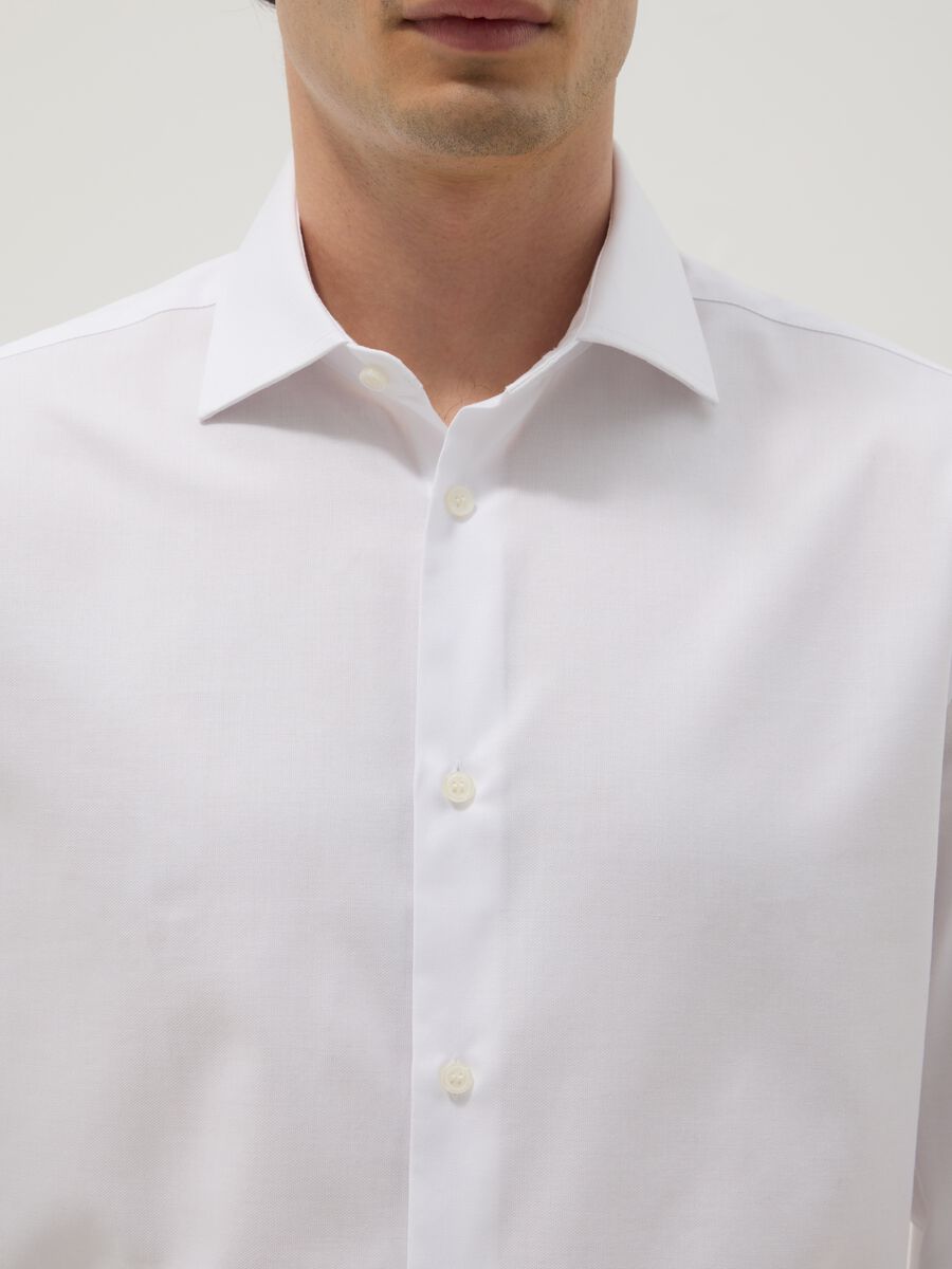 White pure cotton long sleeve shirt regular fit_2