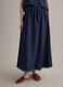 Denim skirt in cotton, linen and viscose blend with elasticated waist_1