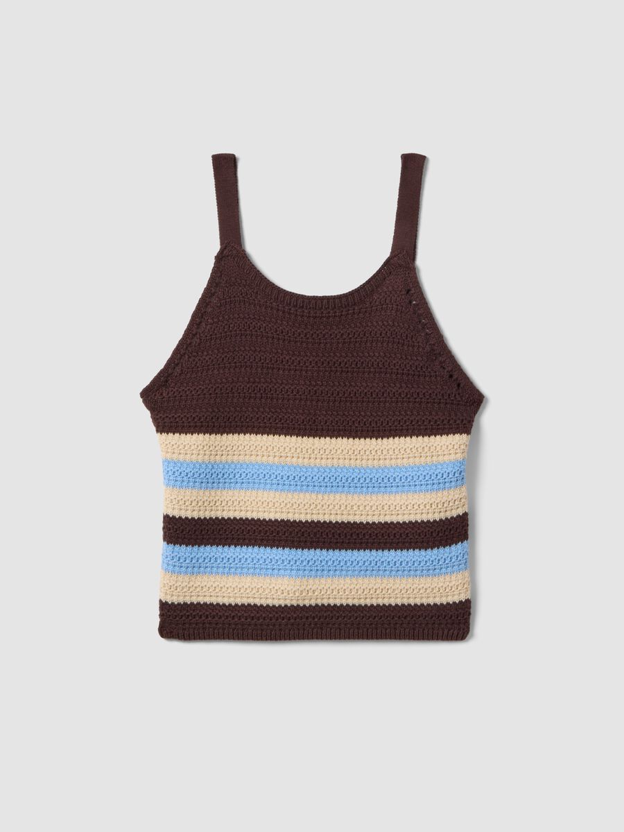 Multicolour striped pure cotton fitted knitted top_4