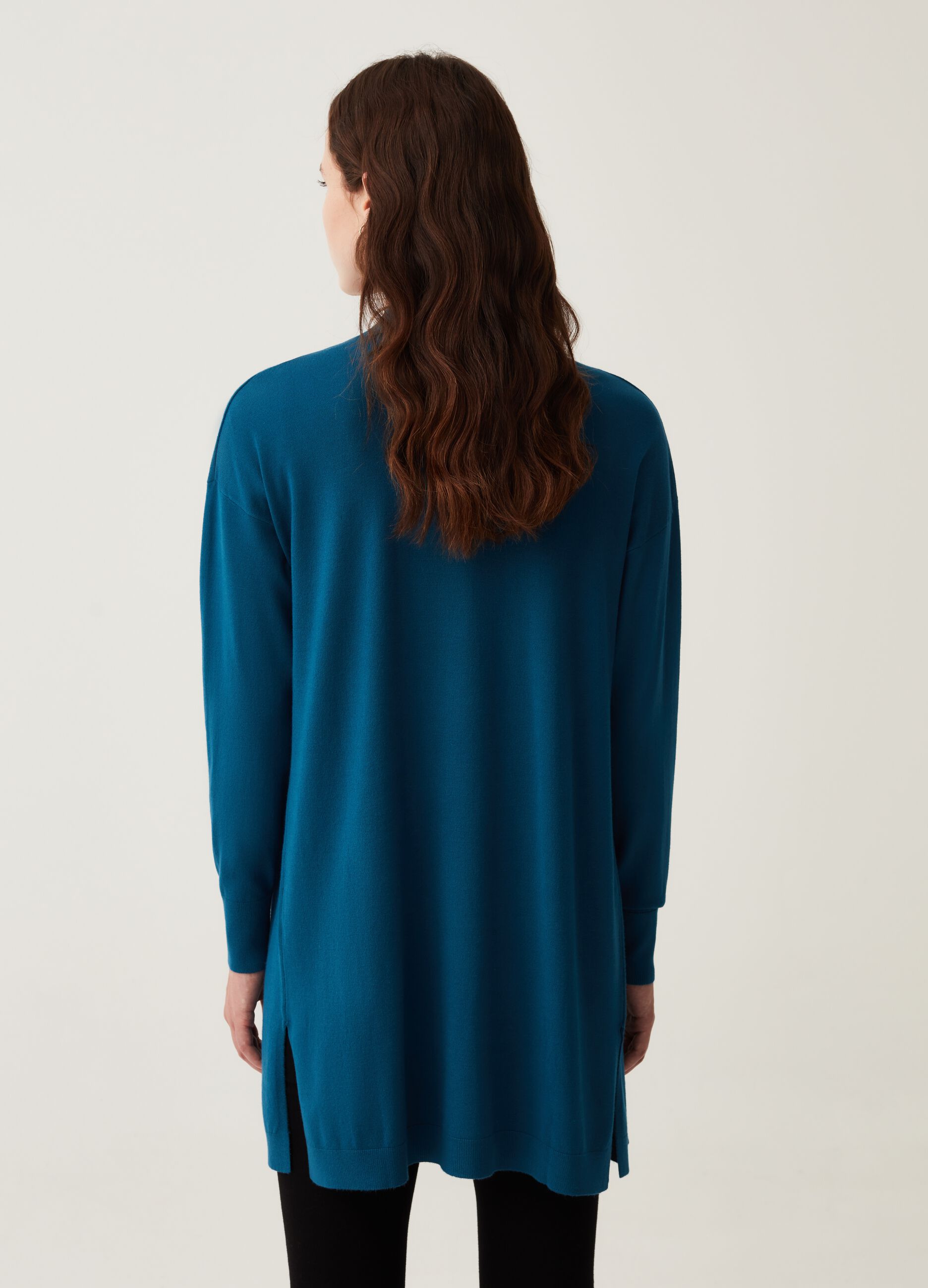 Cardigan lungo aperto con spacchi_2