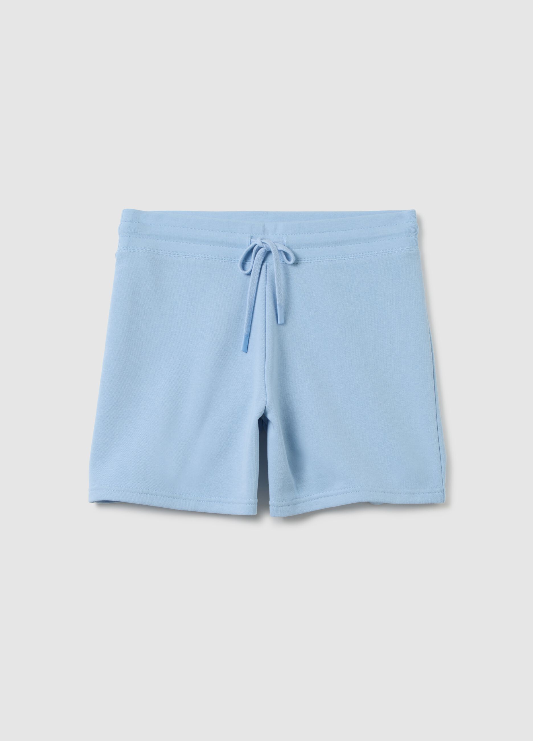 Shorts da donna in misto cotone azzurri regular fit