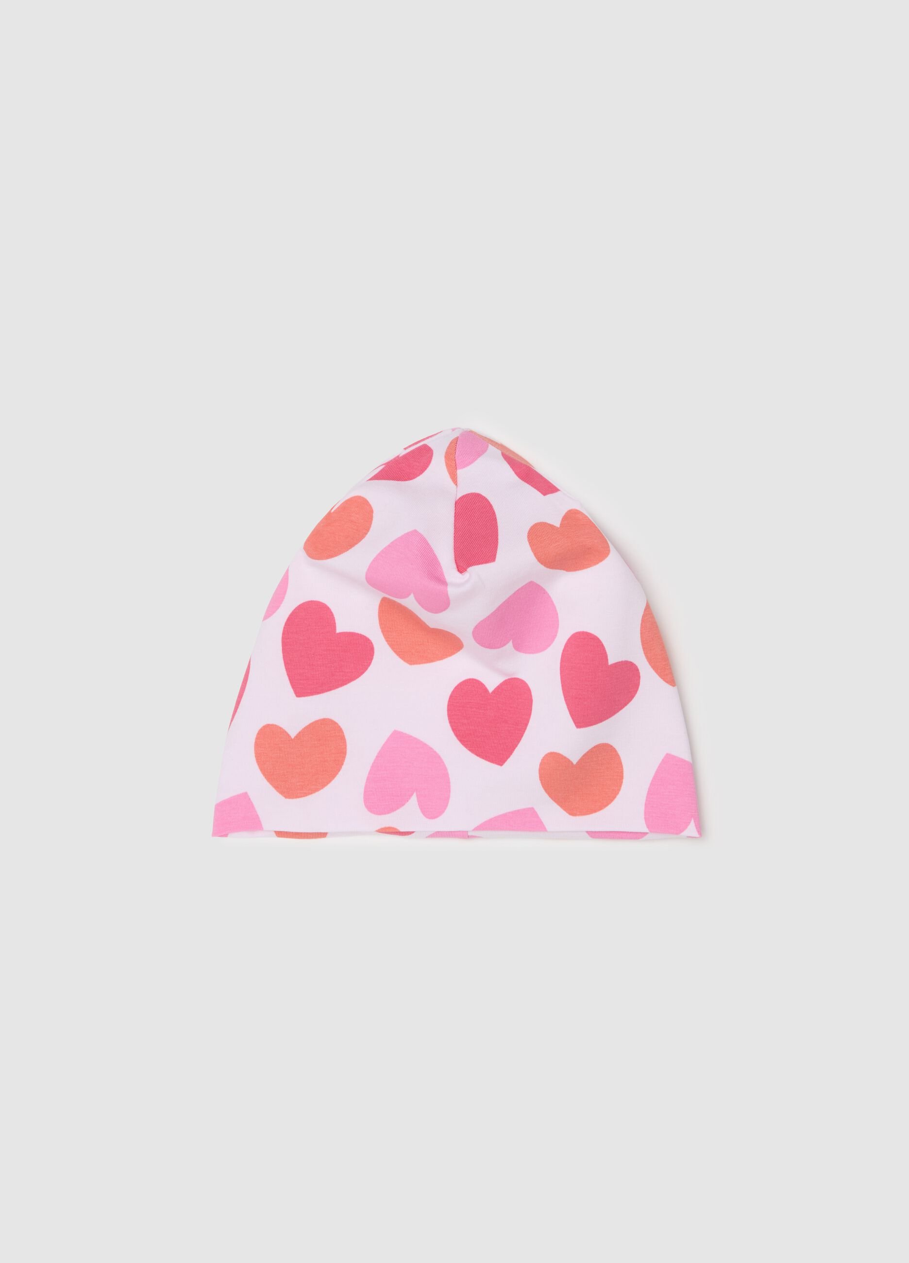 French Terry cap with hearts print