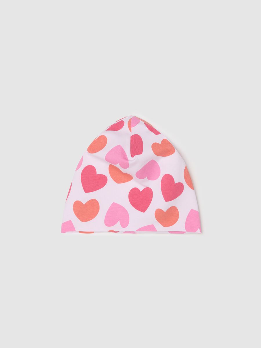 French Terry cap with hearts print_0