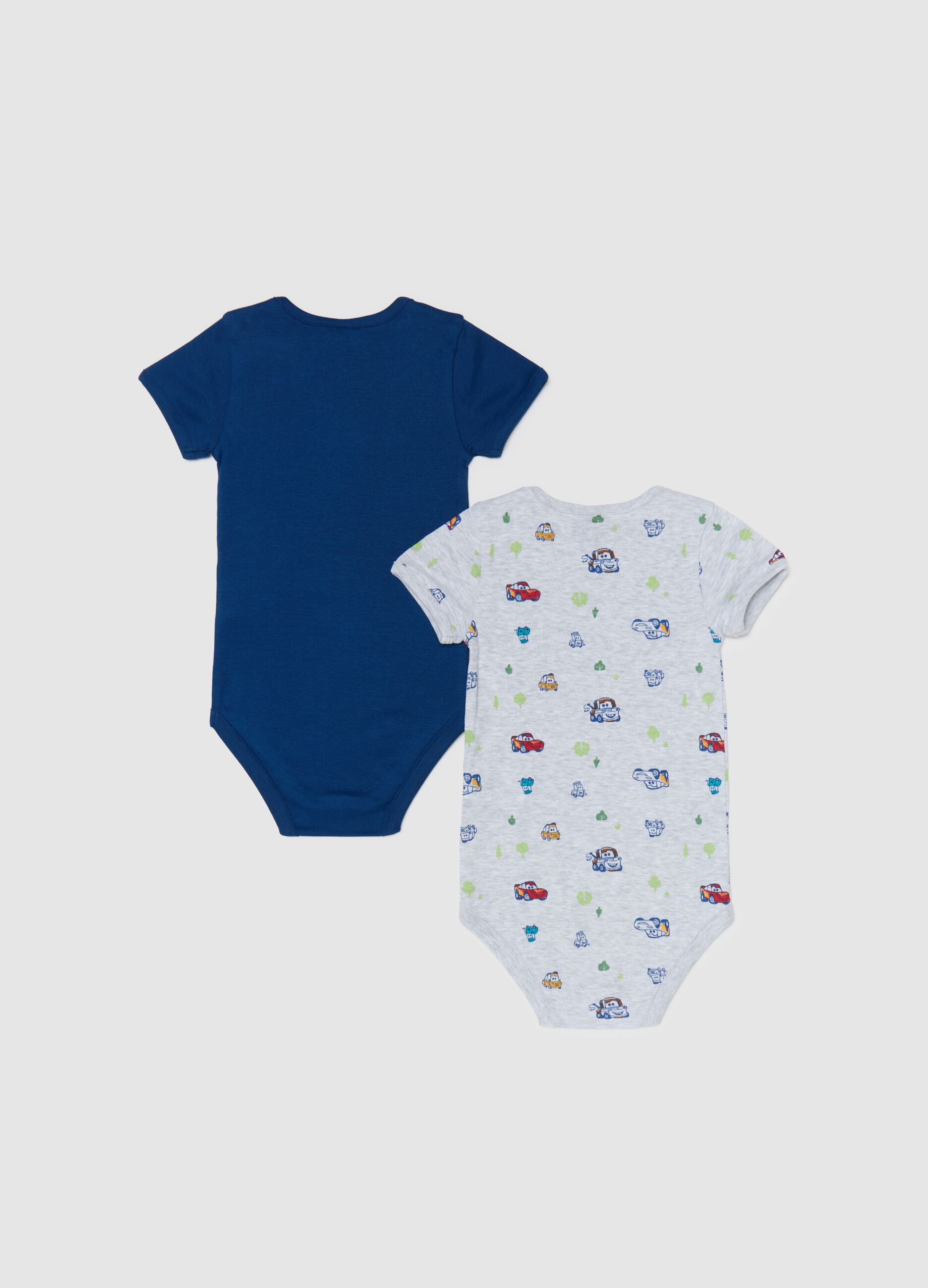 Two-pack short-sleeved bodysuits with Cars print