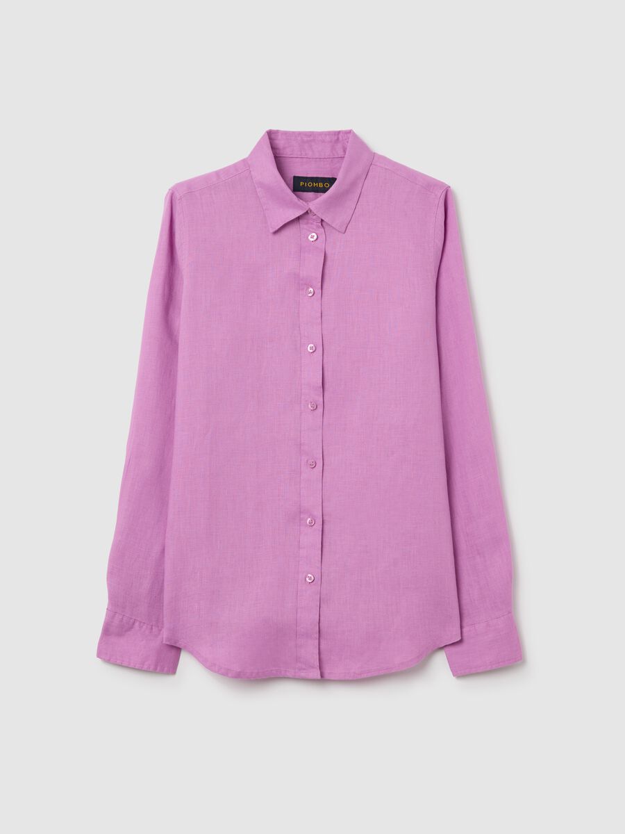 Regular-fit shirt in pink linen_4