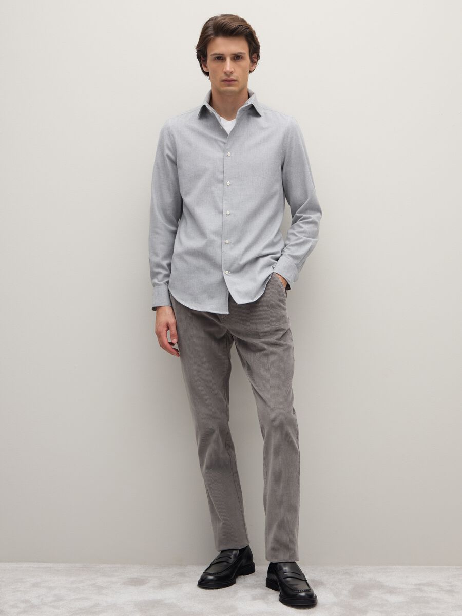 Camicia grigia a quadri in misto cotone grigia regular fit_2