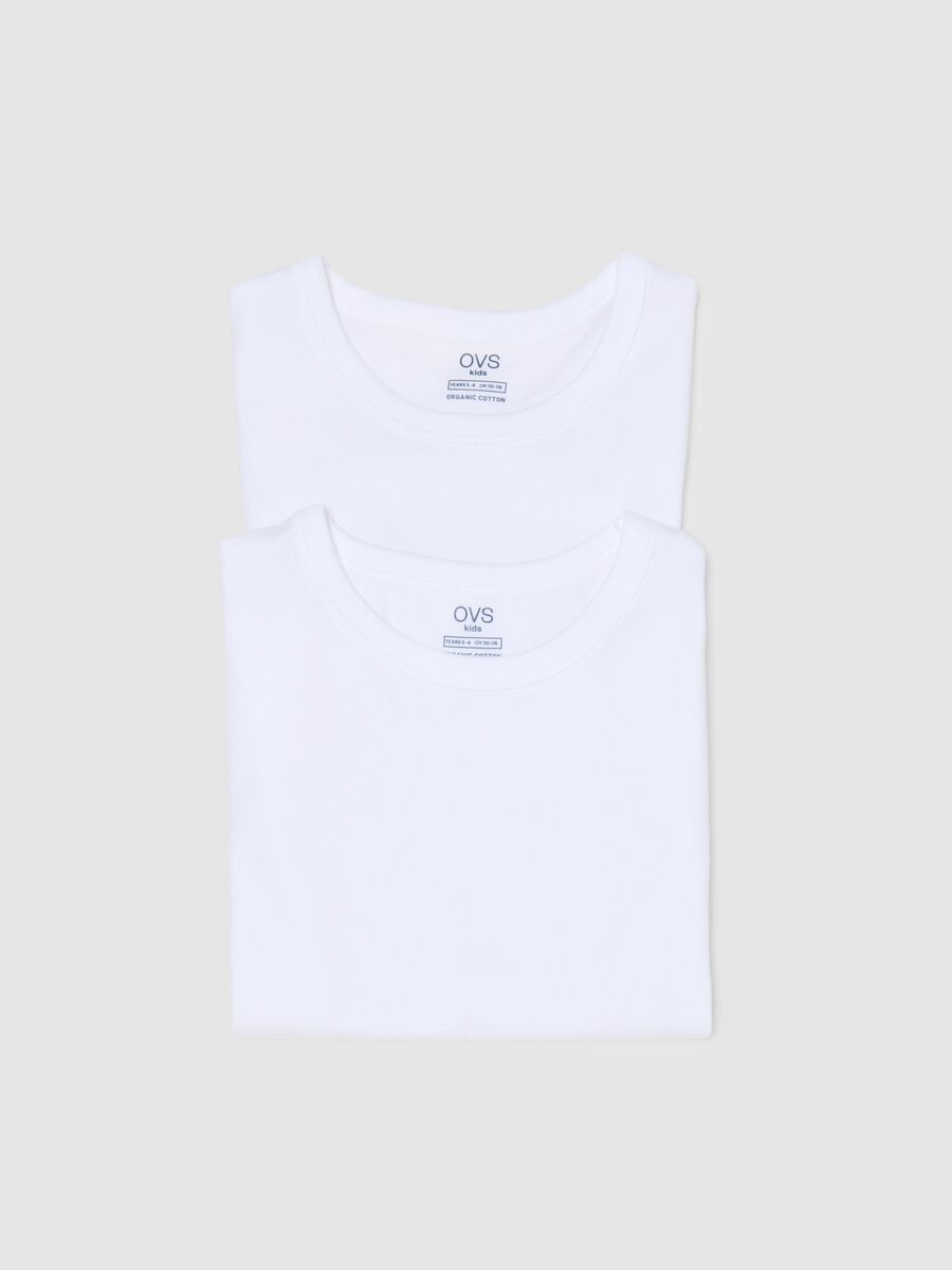 Pack of two white kids' t-shirts in pure cotton regular fit_2